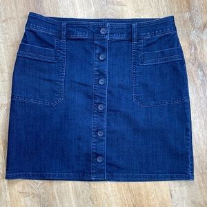 Prana Kara Button Front Stretch Denim Jean Skirt